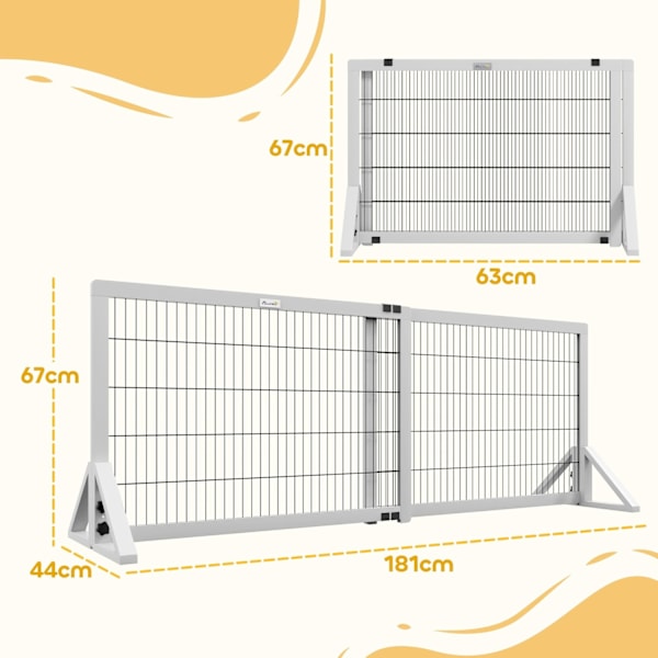 Rootz Dog Guard Protective Gate - Kæledyrsikkerhedshegn - Justerbar barriere - Maksimal sikkerhed - 101-181 cm x 44 cm x 67 cm
