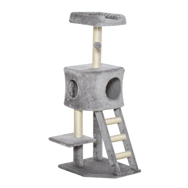 Rootz skrapstolpe - Cat Cave - Mjuk stege - MDF - Grå/Beige - 50 x 40 x 120 cm