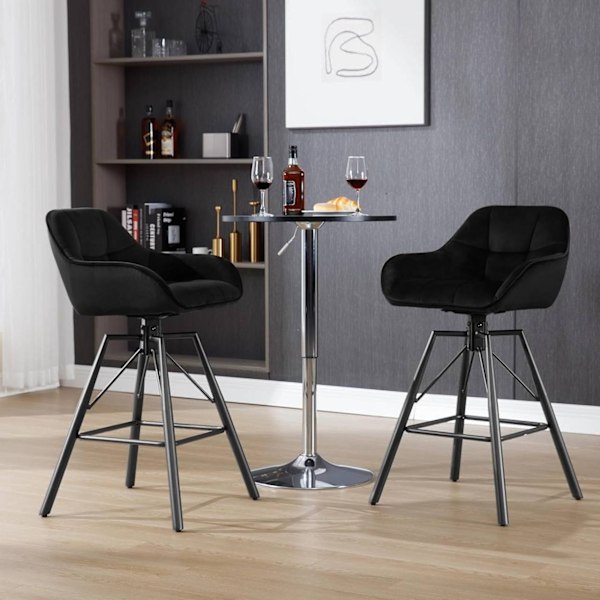 Rootz Velvet baarijakkarat 2-osainen - Keittiöjakkarat - 360° kääntyvät tuolit - Erittäin mukava - Ergonominen muotoilu - 51 cm x 94,5 cm x 53 cm