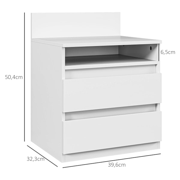 Rootzin sängyn pöytäsarja 2 - yöpöydät - sivupöydät - moderni minimalistinen muotoilu - valkoinen - 39,6l x 32,3w x 50,4h cm