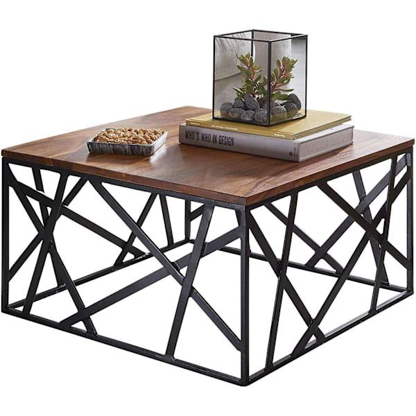 Rootz Industrial Sofabord - Metalstel - Stuebord - Træ - 60 x 35 x 60 cm