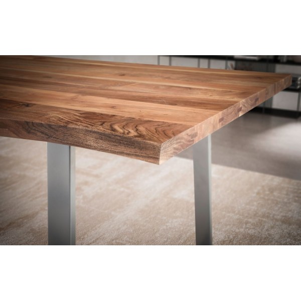 Rootz Solid Acacia Wood Matbord - Köksbord - Rektangulärt bord - Naturligt trä ådring - Handgjorda - Justerbara höjdknoppar - Skyddslack - 160cm x 80c