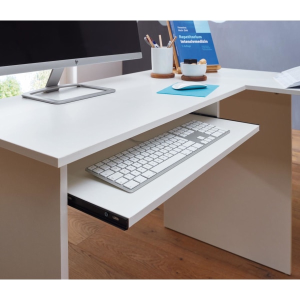 Rootz design skrivbord 140 x 75,5 x 120 cm vit - Skrivbord med h