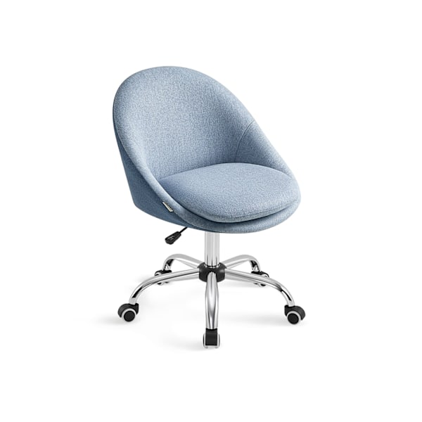 Rootz Blue Swivel Chair - Ergonomisk stol - Roterende stol - Stålstel - Bomuld-linned blanding - Justerbar højde - 60cm x 60cm x 80-90cm