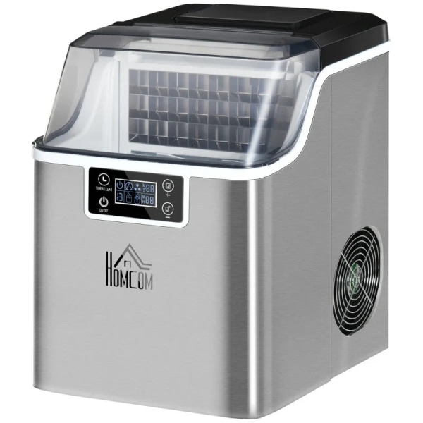 Rootz Ice Cube Machine - Ice Cube Dispenser - Ismaskin - Iskubmaskin med 3,2 l vattentank - Silver - 25,2L x 36W x 37,1H cm