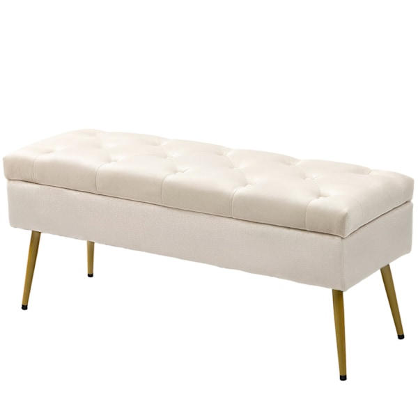 Rootz Velvet Look Storage Bench - Pehmustettu jalkatuooli - Tufted Ottomaani - Piilotettu säilytys - 102 cm x 35cm x 43cm