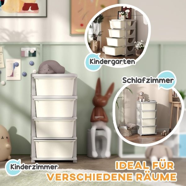 Rootz Kids förvaringslådor - Barnvänliga lådor - Krämvit - Leksaksförpackning - 37cm x 37cm x 76cm