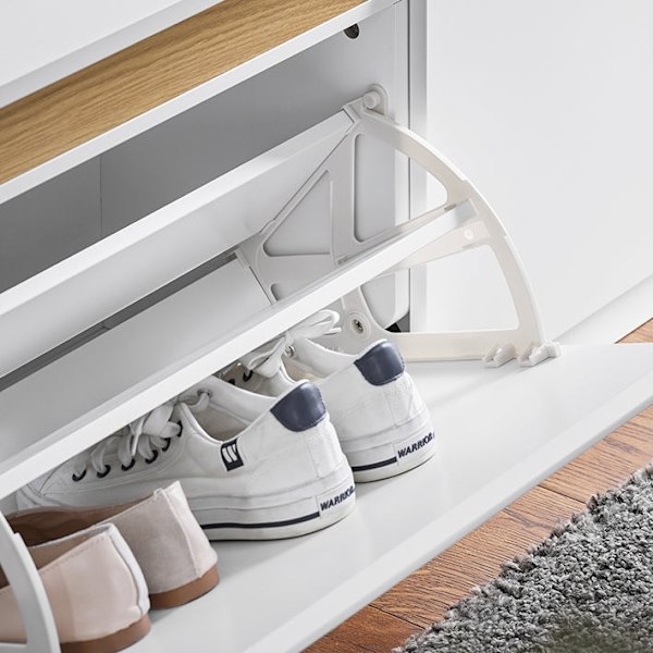 Rootz Skobänksförvaring - Skoställ - Entrébänk - MDF-material - 104cm x 47cm x 30cm - Organisera skor/tillbehör - Utrymmesbesparande