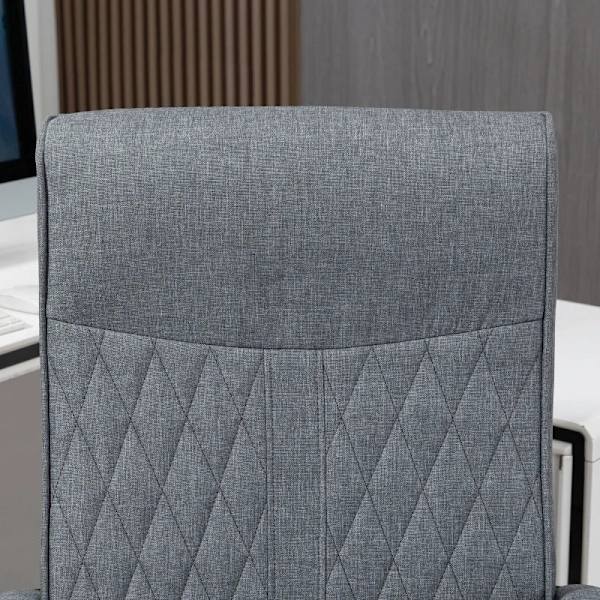 Rootz Kontorsstol - Datorstol - Justerbar i höjdled - Ergonomisk kontorsstol med lutning - Imitation av linne - Grå - 72cm x 65cm x 112,5cm