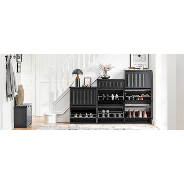 Rootz justerbart skoskab - Skovipper - Skostativ - Alsidig opbevaring - Justerbare rum - Nem montering - 61 cm x 120 cm x 26 cm