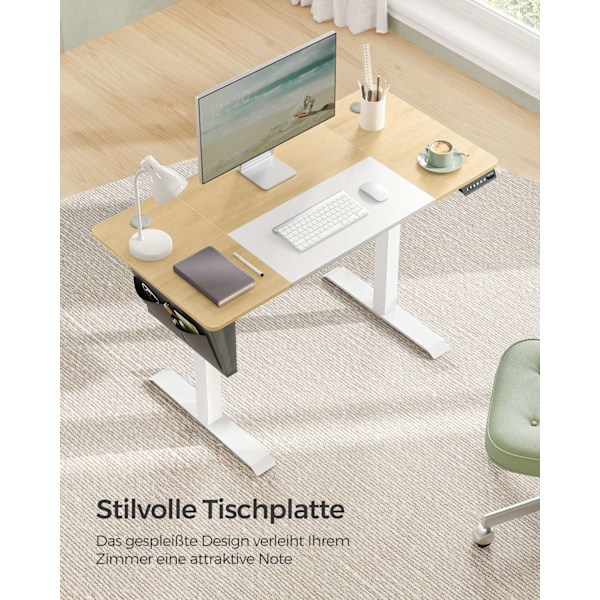 Rootz elektrisk skrivebord - Højdejusterbart bord - Motoriseret skrivebord - Spånpladestål - Pastelgul - Hvid - 60cm x 120cm x (72-120)cm