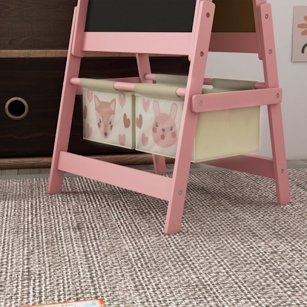 Rootz 3-in-1 lasten maalausteline - Lasten taideasema - Creative Play Board - Liitutaulu, Valkotaulu, Paperirulla - Säilytyskorit - 54 cm x 46,5 cm x