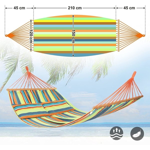 Rootz Hängmatta - 2 kuddar - 2 personer - Färgglad - Bomull - Polyester - 210 x 150 cm