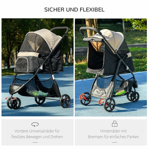 Rootz Foldbar Pet Buggy - Dog Buggy - Bärbar hundvagn - Regnskydd - 80,5 cm x 51,5 cm x 100 cm