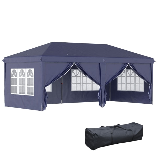 Rootz foldepavillon - Pop-up baldakin - Udendørs ly - Holdbar stålramme - Nem montering - Alsidigt design - 585 cm x 295 cm - Blå