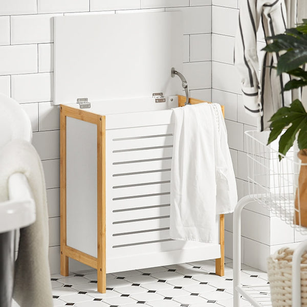 Rootz Tvättkista - Tvättuppsamlare - Tvättkorg - MDF och bambu - Rymlig förvaring - Chic design - Enkel montering - 50 cm x 30 cm x 60 cm
