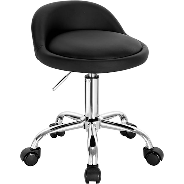 Rootz Makeup Pall - Rullande pall - Justerbar höjd - Ergonomiskt ryggstöd - 30cm x 30cm x 53-65,5cm
