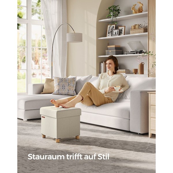 Rootz Storage Ottoman - Rakkaus - Lelulaatikko - Pehmustettu jakkara - MDF-kehys - Pellavajäljitelmä - 38cm x 38cm x 40cm