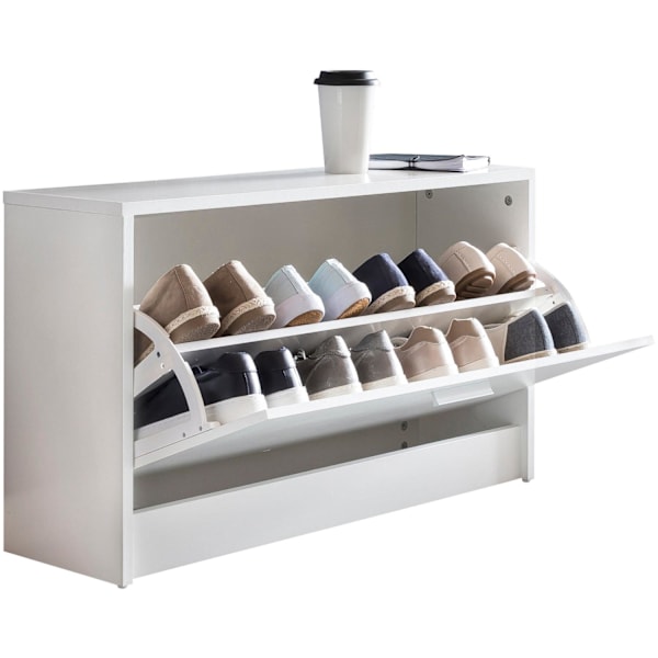 Rootz Bänk med sits Vit Skodumper Trä 80 x 47 x 24 cm - Hallbank liten stängd - Bänk smal hall med förvaringsutrymme - Skoskåp enkelbänk bänk bänk hal