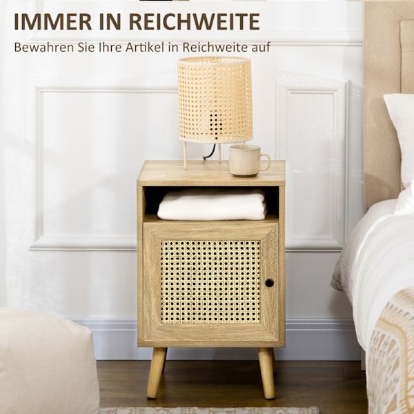 Rootz sängbord - Nightstand - sidobord - gott om förvaring - 39 cm x 35 cm x 60 cm - naturliga rottingelement, wiene väv