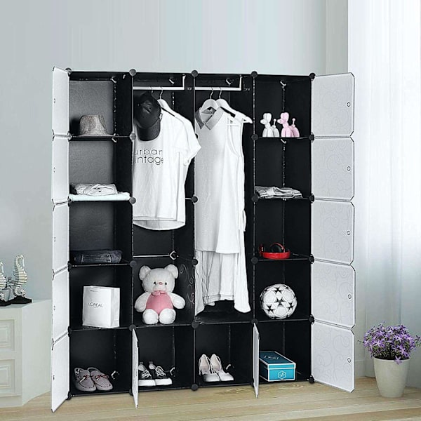 Rootz Vaatekaappi Click System - 14 lokeroa - Muovi - Vaatteet - Vaatekaappi ripustuskiskoilla - 143 x 36 x 178 cm