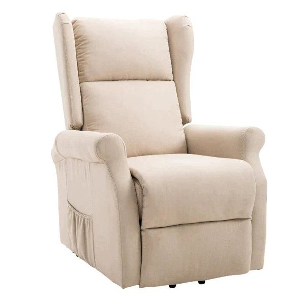 Rootz Stand-up Chair - Fjernbetjeningsstol - Tv Stol - Linned + Træ + Skum - Creme - 72,5 X 94 X 109 Cm