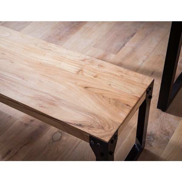 Rootz Massiv spisebænk - Industriel stil - Håndlavet siddepladser - Unikt trækorn - Acacia Wood - 160 cm x 40 cm x 45 cm