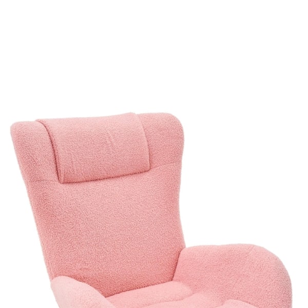 Rootz Pink Teddy Velvet keinutuoli - Lepotuoli - Lepotuoli - Ergonominen mukavuus - 67,5L x 93L x 93K cm