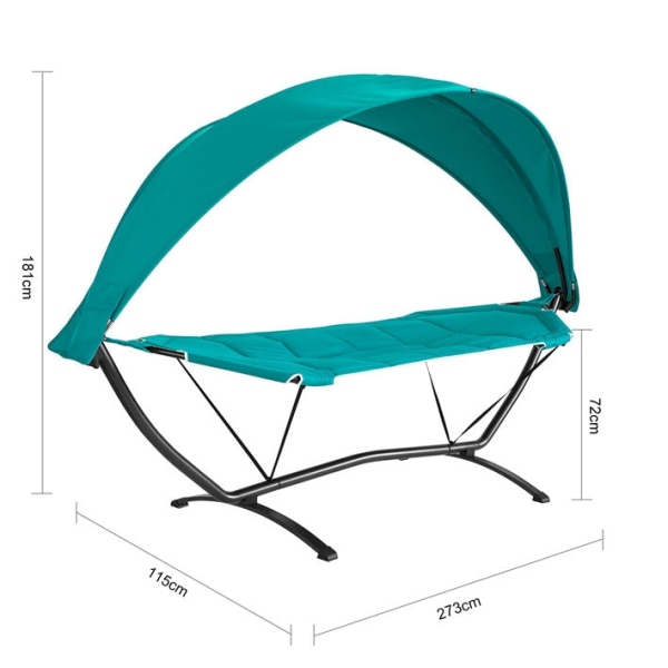 Rootz hængekøje med ramme - Solsejl Hængekøje - Udendørs afslapningsseng - Holdbar metalramme - UV-beskyttelse baldakin - Stabilt og sikkert design -