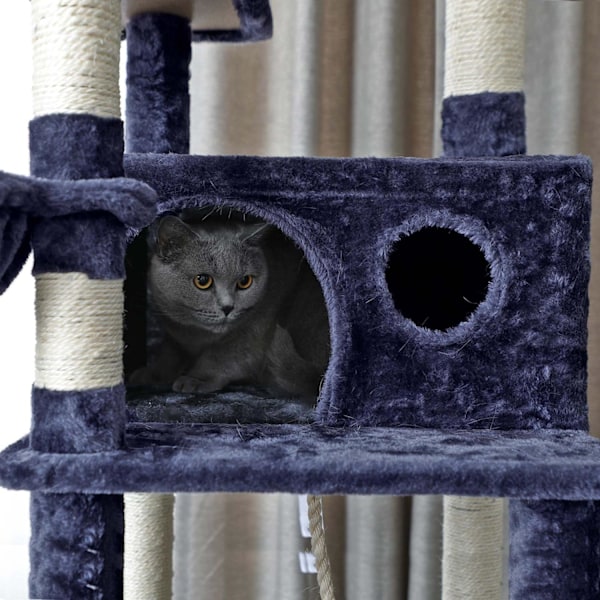 Rootz Cat Scratching Post - Big Cat Tree - Cat Tower på flera nivåer - Plyschöverdrag - 50cm x 50cm x 164cm