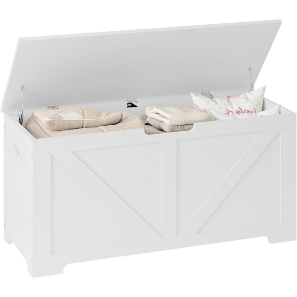 Rootz Vit Skobänk med förvaring - Sängbänk - Osmansk - 76L dold förvaring - Robust konstruerat trä - 100cm x 47cm x 40cm