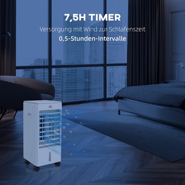 Rootz Portable Air Conditioner - Kylare - Luftfuktare - Ventilator - Tyst - Bred täckning - 22,5 cm x 24,5 cm x 53,5 cm. Fräscha upp rum upp till 20㎡!