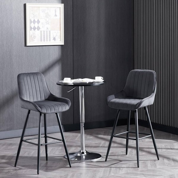 Rootz Barstolsset - Bänkpallar - Vadderat ryggstöd - Moderna linjer - Rostbeständiga metallben - 48,5 cm x 106 cm x 46 cm