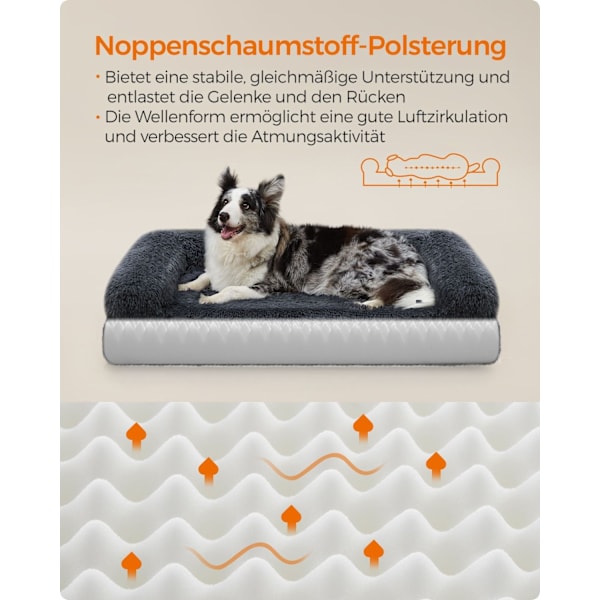 Rootz-pehmoinen koiransänky - Tummanharmaa lemmikkimatto - Memory Foam - Ortopedinen tyyny - 106cm x 80cm x 23cm - Kevyt 3,1kg
