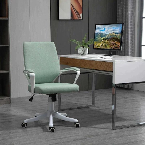 Rootz Kontorstol - Skrivebordsstol - Hjemmekontor - Stol med Vippefunktion - Grøn/Hvid - 62x69x92-100 Cm