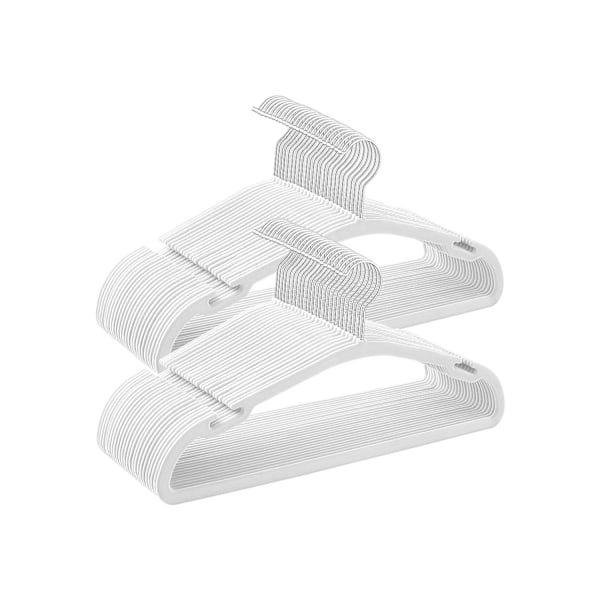 Rootz 50 Pack Velvet Hangers - Skab Organizer - Pladsbesparende - Skridsikret design - 43 cm x 21 cm - Cloud White