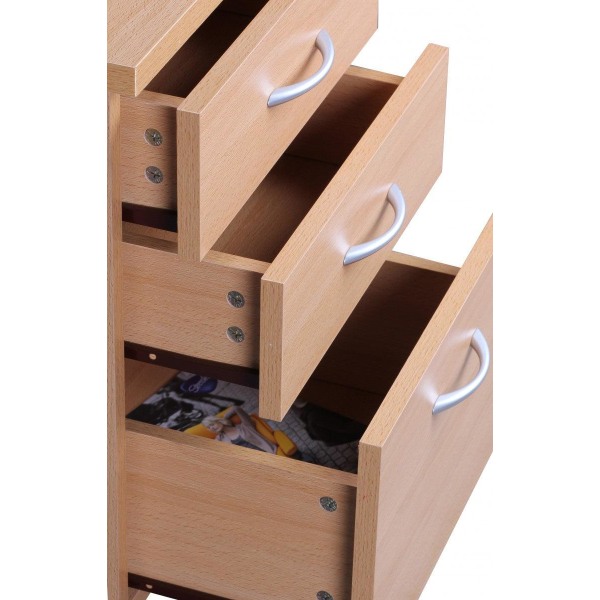Rootz container 40 x 60 x 45 cm underskab med hjul bøg - vogn med skuffer - roll-up skab kontor - Kosmetikvogn Make Up trolley - Container under skriv
