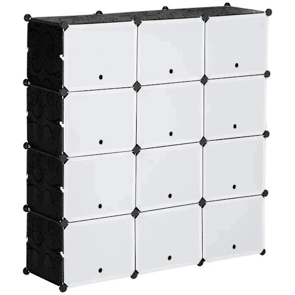 Rootz skoskab - træhammer - sort klemme - plast + stål - sort + hvid - 125 x 32 x 125 cm