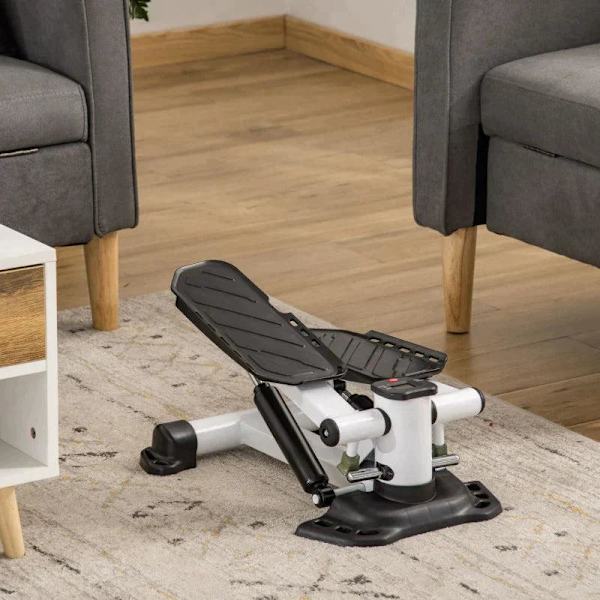 Rootz Mini Stepper - Mini Bike - Kuntoilupyörä - LCD-näyttö kahdella suurella polkimella - Metalli - ABS - Valkoinen/musta - 48 x 34 x 21 cm