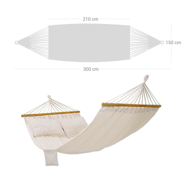 Rootz Hammock - Stick Hammock - Hängmatta med 2 kuddar - Bärbar hängmatta - Lättviktshängmatta - Utomhushängmatta - Campinghängmatta - Dubbel hängmatt