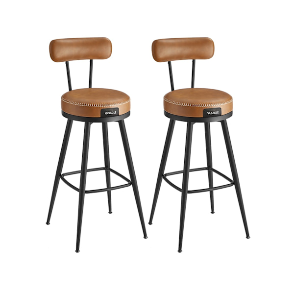 Rootz 2 Barstolar Set - Barstolar - Köksbänkstolar - Stålstomme - 58D skumsits - PU-läder - 57cm x 57cm x 101cm