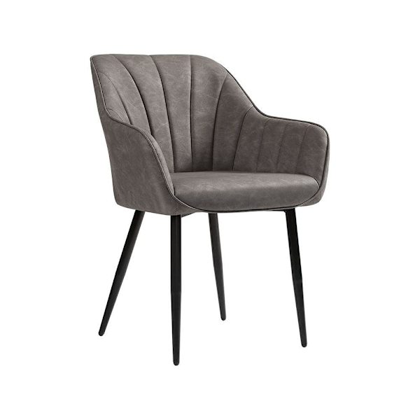 Rootz Matstol - Stol - Med PU-överdrag Och Armstöd - Sammetsstol - Matsalsstolar - Grå - 62,5 x 60 x 85 cm