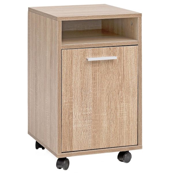 Rootz-rullakontti Sonoma 33x60x38cm laatikkokaappi toimistokontti - Pöytäkontti ovella ja tarjottimella - Toimistokontin sivusäiliö pyörillä - Pieni l