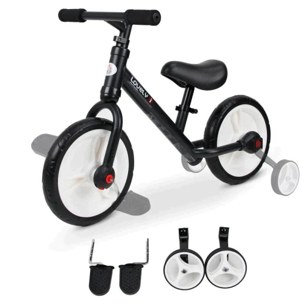 Rootz Børnebalancecykel - Lærercykel - Børnecykel med træningshjul og pedaler - Sædehøjdejusterbar - Sort