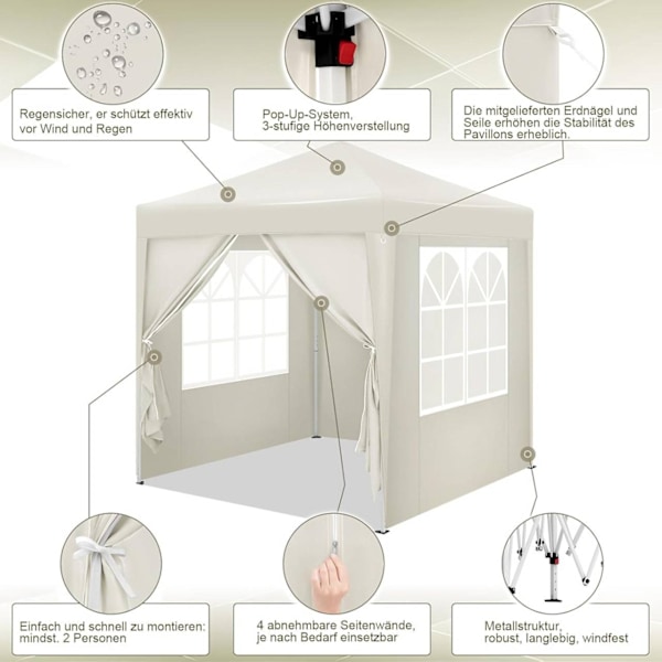 Rootz Outdoor Gazebo - Trädgårdstak - Solskydd - Rostskyddad - UV-skydd - 2m x 2m x 2,4m