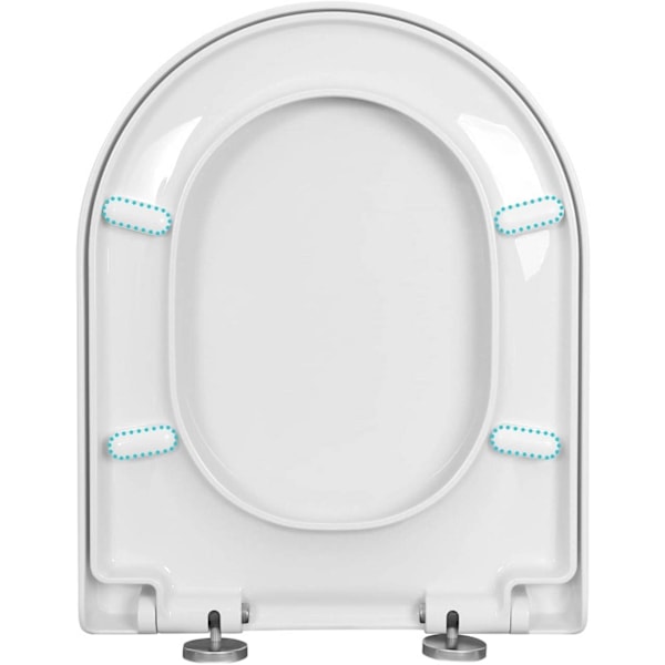 Rootz Soft Close toiletlåg - D Shape Badeværelsessæde - Quick Release Funktion - Antibakteriel beskyttelse - 41-46cm x 36cm - Hvid