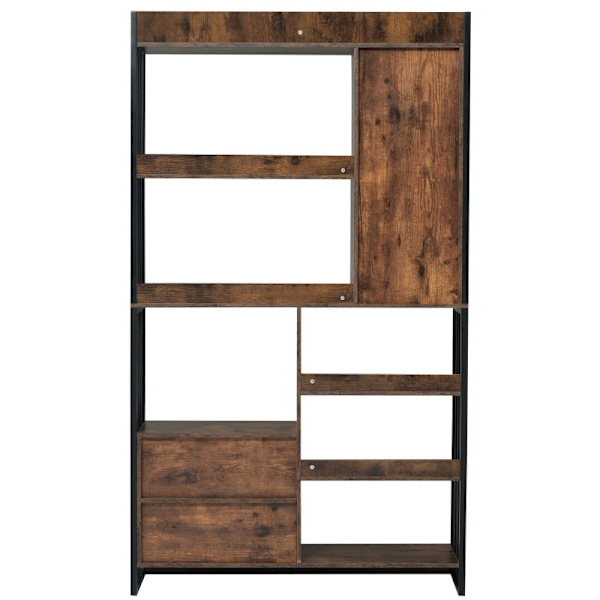 Rootz Industriel Design Bogreol - Vintage Bogreol - Opbevaringsreol - Holdbart stål - 100L x 30W x 173,5H cm