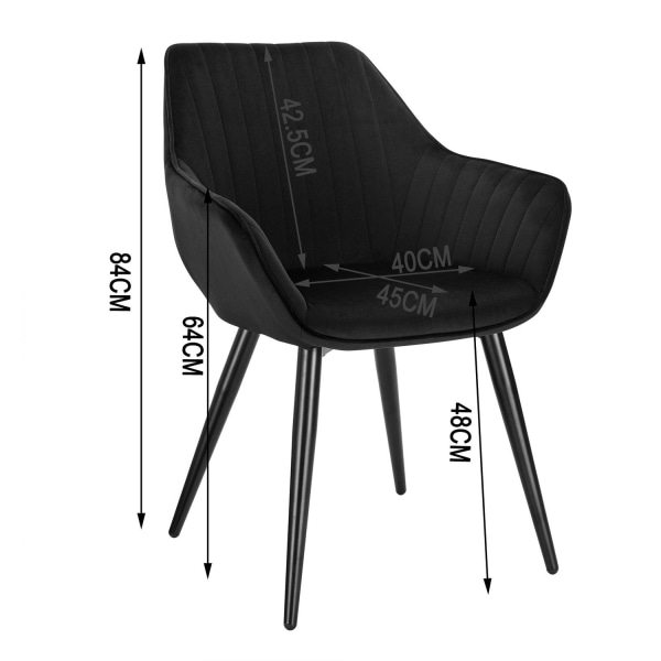Rootz Deluxe Black Velvet Chair - Loungesæde - Spisemøbler - Afs