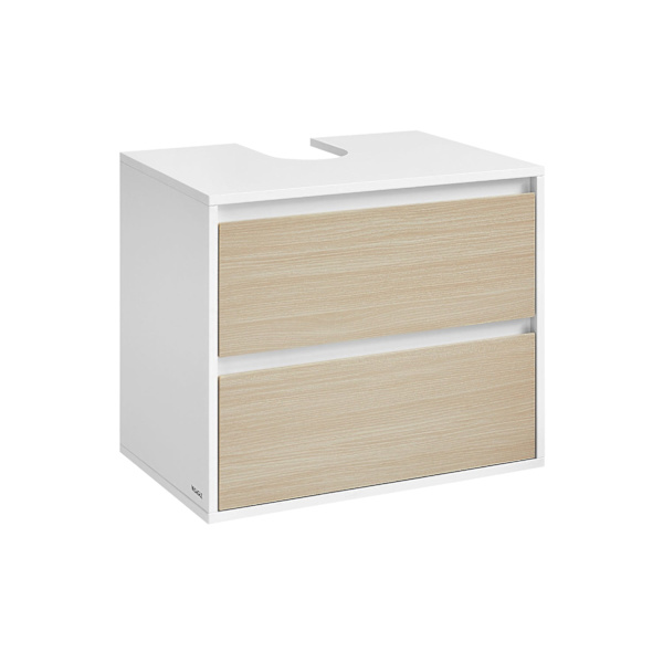 Rootz hængende vaskskab med 2 skuffer - Vaskeskab til badeværelset - Spånplade - Sky hvid - Naturlig beige - 40 cm x 60 cm x 50 cm