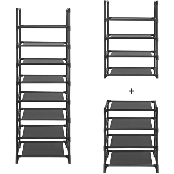 Rootz kenkäteline - hyllyteline - 8 tasoa - 16-20 paria kenkiä - Kangas - metalli - 46 x 28 x 145 cm
